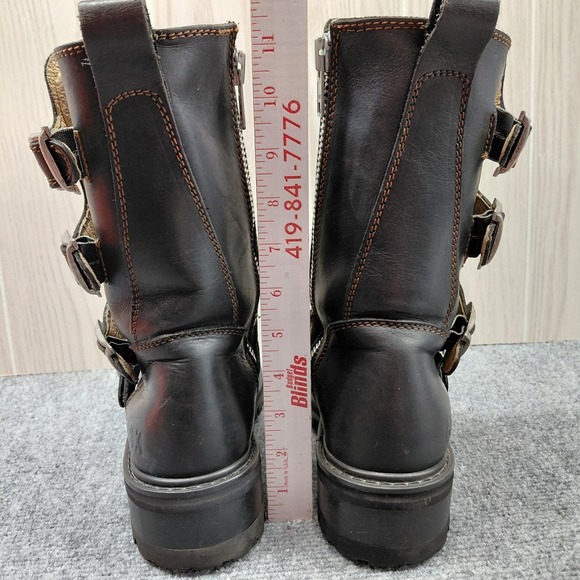 VTG 90s GBX Leather Boots Buckles SZ 8 Combat Moto Biker Punk Goth Emo Grunge - Picture 4 of 16